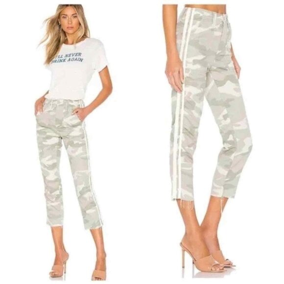 🎁 MOTHER The Shaker Chop Crop Fray Camo Pants - Picture 1 of 14